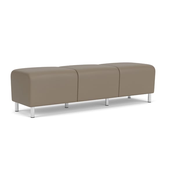 Siena Lounge Reception 3 Seat Bench, Brushed Steel, MD Farro Upholstery